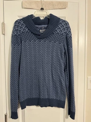 Suéter American Rag CIE Med Cable Tejido Capucha Cuello Azul Marino y Azul Foto 1 de 4