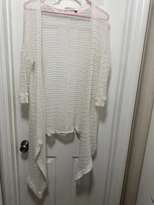 SO Women’s Small White Open Front Knit Cardigan Lightweight Drape Sweater - Picture 1 of 17
