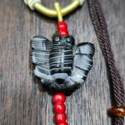 Único tibetano himalaya talla mariposa ágata negra amuleto abalorio #21 Foto 1 de 4