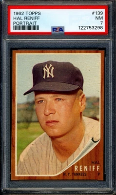 1962 Topps #139 Hal Reniff Portrait PSA 7 NM *New York Yankees* - Image 1 of 2