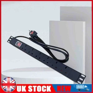 6-Way PDU UK 1U 19-inch 13A Rack Switch Horizontal Mount Power Distribution Unit - Picture 1 of 10