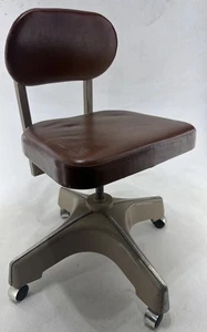 Vintage Riteform Stahl Industrial Tanker Schreibtisch Bürostuhl braun Rolle MCM - Bild 1 von 20