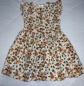 Little Lass Floral Sundress Light Brown/Teal Flowers, Size 6x Girl - Picture 1 of 5