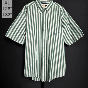 NUEVO CON ETIQUETAS Camisa Nautica Vintage XL Verde Blanco Rayas Abotonada Manga Corta Años 90 - Imagen 1 de 5