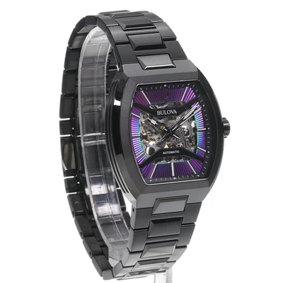 Bulova Maquina Automatic Dial Rainbow Sapphire Crystal Gold Tone Watch 98A320 - Image 1 of 4