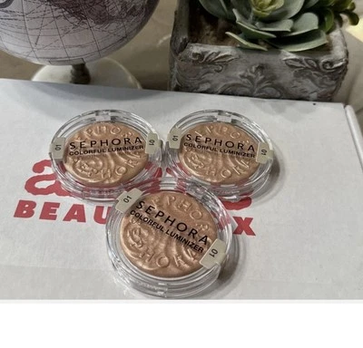3 SEPHORA Colorful Luminizer Powder 01 GLITZY GOLD cool gold tone Full Size 3.5G - Image 1 of 3