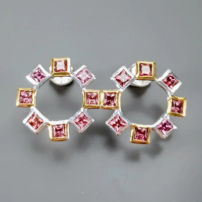 Pendientes de rodolita natural joyería bellas artes plata de ley 925/E127390 Foto 1 de 4