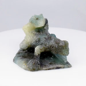 💎 Rare 103.05ct Horny Iguana Carving Natural Blue Green Grandidierite Gemstone - Picture 1 of 7