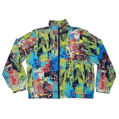 Vintage Windbreaker Sz M Paint Splatter Dopamine Neon Bright Multicolor 80s 90s - Image 1 of 4
