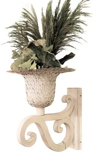 Ornate White Iron Scroll Wall Mounted Planter Flower Urn Bracket Outdoor Metal - Picture 1 of 7