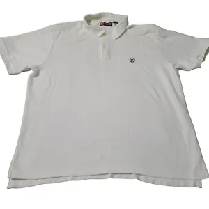 Chaps Mens White Polo Shirt Blue Embroidered Logo 100% Cotton Solid Size XXL - Picture 1 of 12