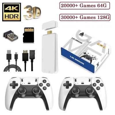 Video Game Console Retro 30000+ Games TV Stick 128G 4K HDMI 2Wireless Controller