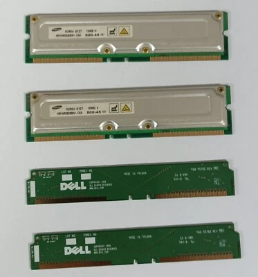 2x 128MB Samsung MR16R1624AF0-CK8 RIMM + 2x Dell PWB 9578D RAMBUS Terminator - Image 1 of 3