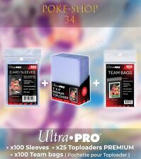 Ultra PRO Pokémon Lot de 100 Sleeves + 25 Toploaders PREMIUM + 100 Teambags Neuf