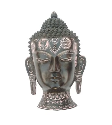 Buddha Mask 15" Wall hanging Art Sculpture painting & carving mask Religious - Image 1 of 4