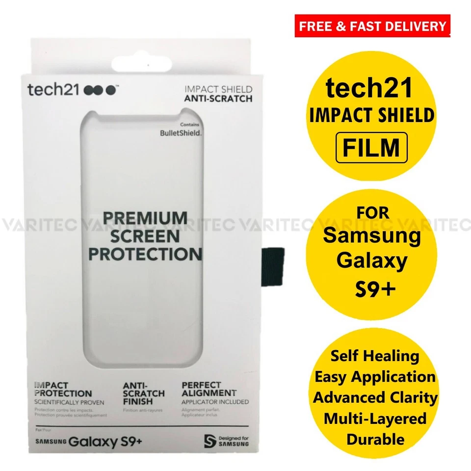 Tech21 S9+ Premium Film Screen Protector Cover Saver for Samsung Galaxy S9 Plus - Image 1 of 1