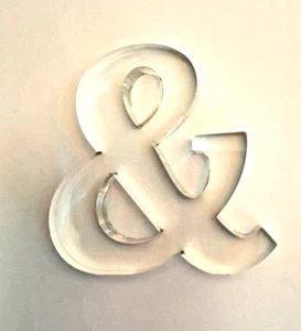 Ampersand Symbol Lucite Acrylic Clear Paperweight Free Standing 5"x1"x5 inch - Picture 1 of 14