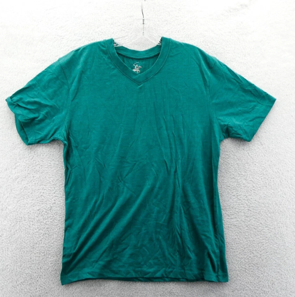Beverly Hills Polo Club Sweater Medium Mens Green Vneck Short Sleeve Preppy Top - Image 1 of 4