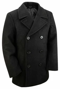 US Navy Pea Coat Military Vintage Style Winter Warm Wool Jacket Dress Top Black - Picture 1 of 2