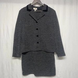 Vintage Talbots Blazer & Dress Set Size 12 Wool Blend Gray Boucle Made In USA - Picture 1 of 21