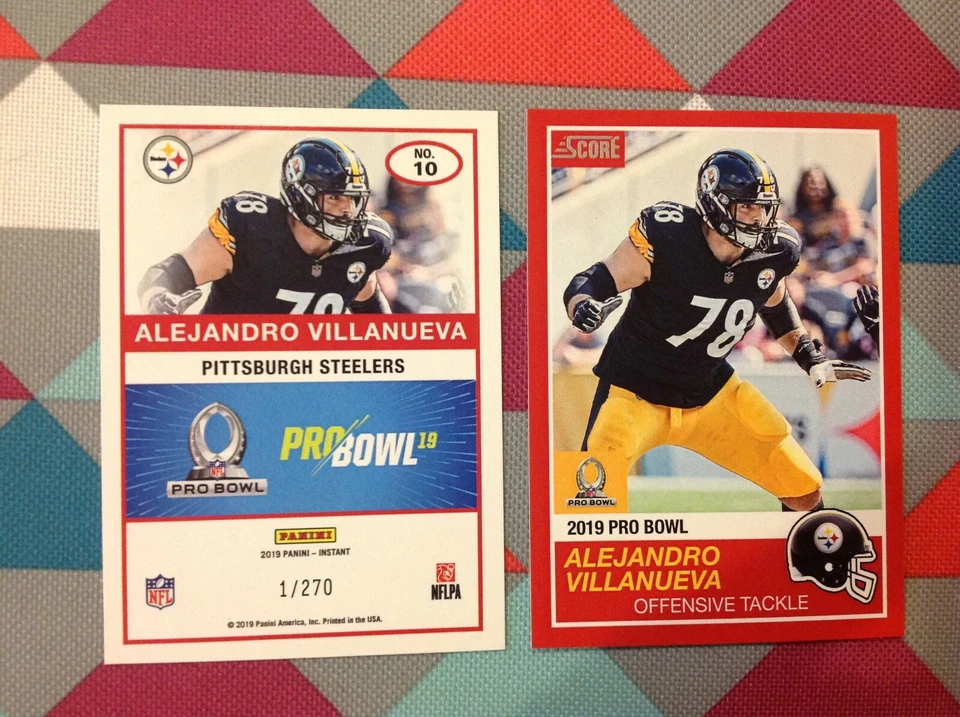 Alejandro Villanueva Steelers 1989 Score vers 2018 Panini Instant 2019 Pro Bowl - Image 1 of 1