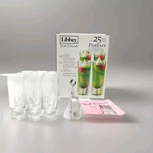 25 teiliges Glas Parfait Service mit Edelstahl Löffeln Libbey - Bild 1 von 8