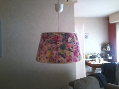 Grande Suspension tissu polyester relooké style Shabbychic multicolore H=23cm - Photo 1/4