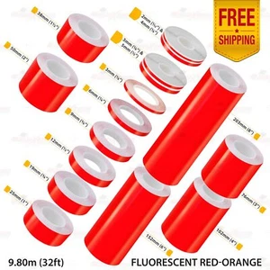 PinStriping Stripe Adhesive Tape Styling Vinyl Sticker FLUORESCENT RED-ORANGE - Picture 1 of 27