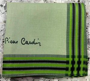 LEMON GREEN CLASSIC MEN HANKY COTTON POCKET SQUARE 19" ART PLAIN & BLACK STRIPED - Picture 1 of 3