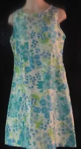 Bonnie Jean White Dress with Turquoise and Blue Flowers Size 14 - Picture 1 of 3
