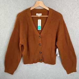 VELVET By Spencer Graham Sweater Large Copper Riley Boxy Ribbed Crop Cardigan - Picture 1 of 12