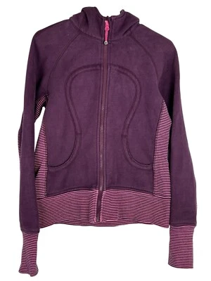 Chaqueta con Capucha LULULEMON Mujer Buceo Púrpura Rayas Cremallera Talla 8 Foto 1 de 4