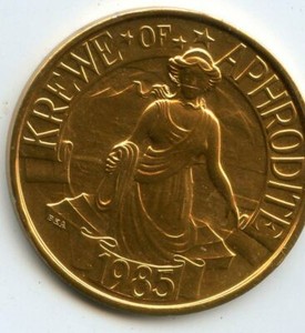 Mardi Gras Doubloon Krewe of Aphrodite 2000 Aluminum Gold