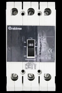 CRABTREE 80 AMP 25kA TRIPLE POLE MCCB 7PBGGN380 - Picture 1 of 7