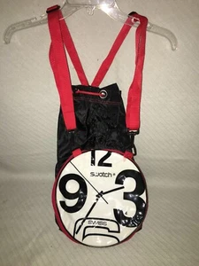 Vintage Swatch Swiss Watch Face Duffle Bag Backpack 18"X10" BLK RED WHT USA MADE - Picture 1 of 15