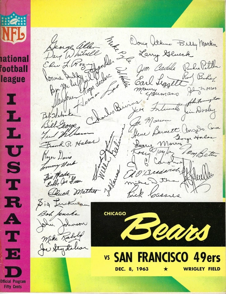 1963 12/8 football program Chicago Bears San Francisco 49ers Wrigley Field GOOD - Image 1 of 1