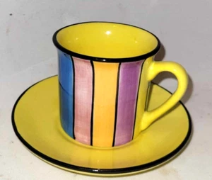 Whittard Of Chelsea Espresso Kaffeetasse & Untertasse Streifen Farben gelb - Bild 1 von 2