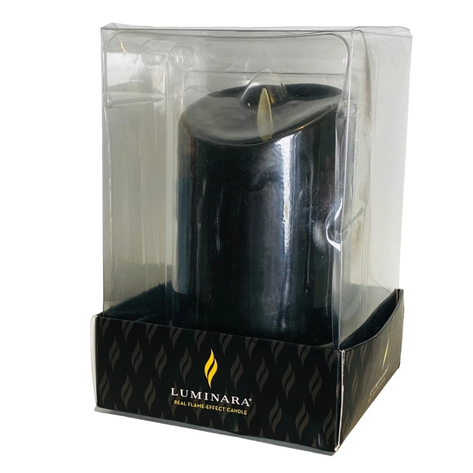 Luminara Wax Drip Flameless LED Candle Black 3" .5" Timer Function Real...