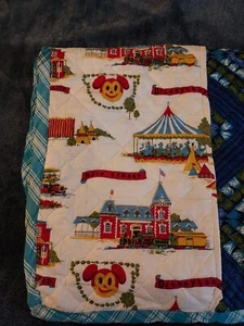 Rare Vintage 80s Disney Fantasyland Park Rides Quilt Comforter Blanket 72x81 - Picture 1 of 11
