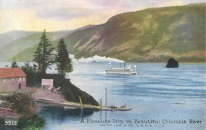 Postal de Portland o Oregon de la década de 1920 "Un viaje de placer en el hermoso río Columbia" - Imagen 1 de 2