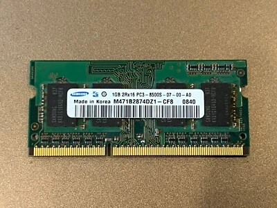 Samsung PC3-8500 (DDR3-1066) 1 GB SO-DIMM 1066 MHz PC3-8500 DDR3 Memory - Image 1 of 2