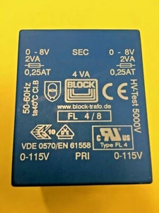 Trasformatore per PCB Block, 4VA, primario 115V ac, 230V ac, secondario 8V ca, 2 - Foto 1 di 1