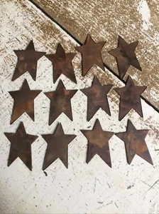 12 Rusty Tin Primitive Stars Star 1.75" Flat Whimsical Craft Cutout Cutouts - Picture 1 of 8