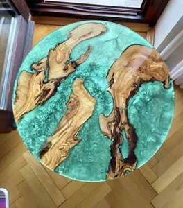Round Epoxy resin table, Clear epoxy resin table, Round Living Room Table, rusti - Picture 1 of 10