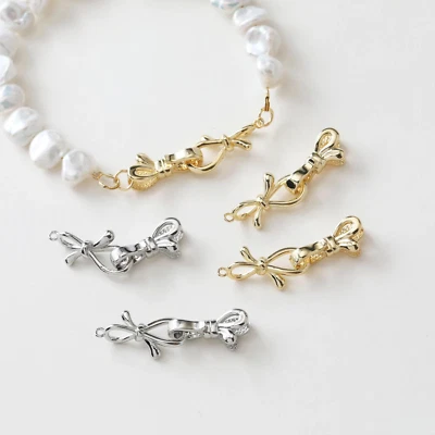 4pcs Bow Tie Toggle Clasp,Bracelet Necklace Connector Clasp,Bowknot End Clasp - Image 1 of 4