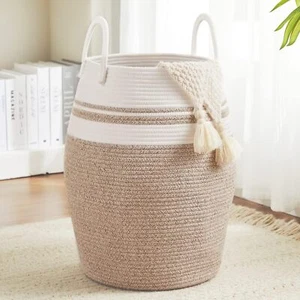 105L Extra Large Laundry Hamper Basket by Fiona's magic, 105L, Brown & White - Picture 1 of 8