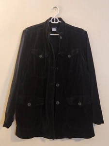 American Colors Women's Size Medium Black Velvet/Velour Button Up Y2K Jacket - Picture 1 of 8
