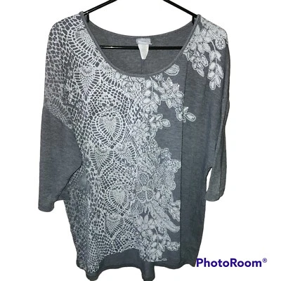 Just My Size/JMS Navy Blue Glitter Floral Knit Top, Plus Size 1X/16W - Image 1 of 4