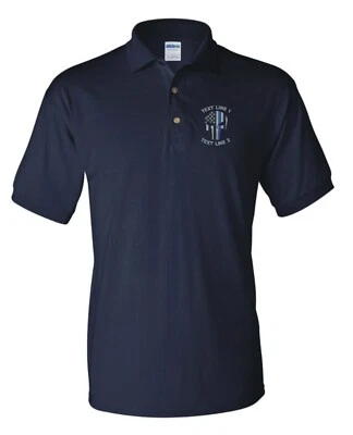 Thin Blue Line Punisher Embroidered Polo Shirt #964 - Image 1 of 3