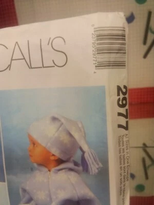 McCall's Sewing Pattern #2977 Infants Buntings and Hats Uncut - Image 1 of 2